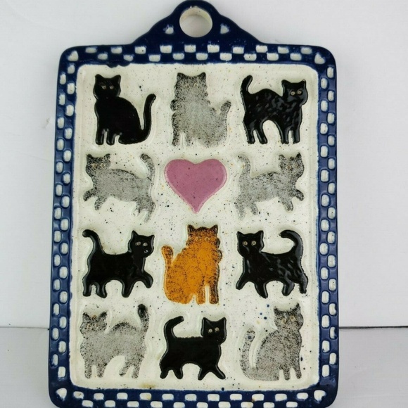 Barbara Sexton Other - Barbara Sexton Glazed Ceramic Cats Trivet